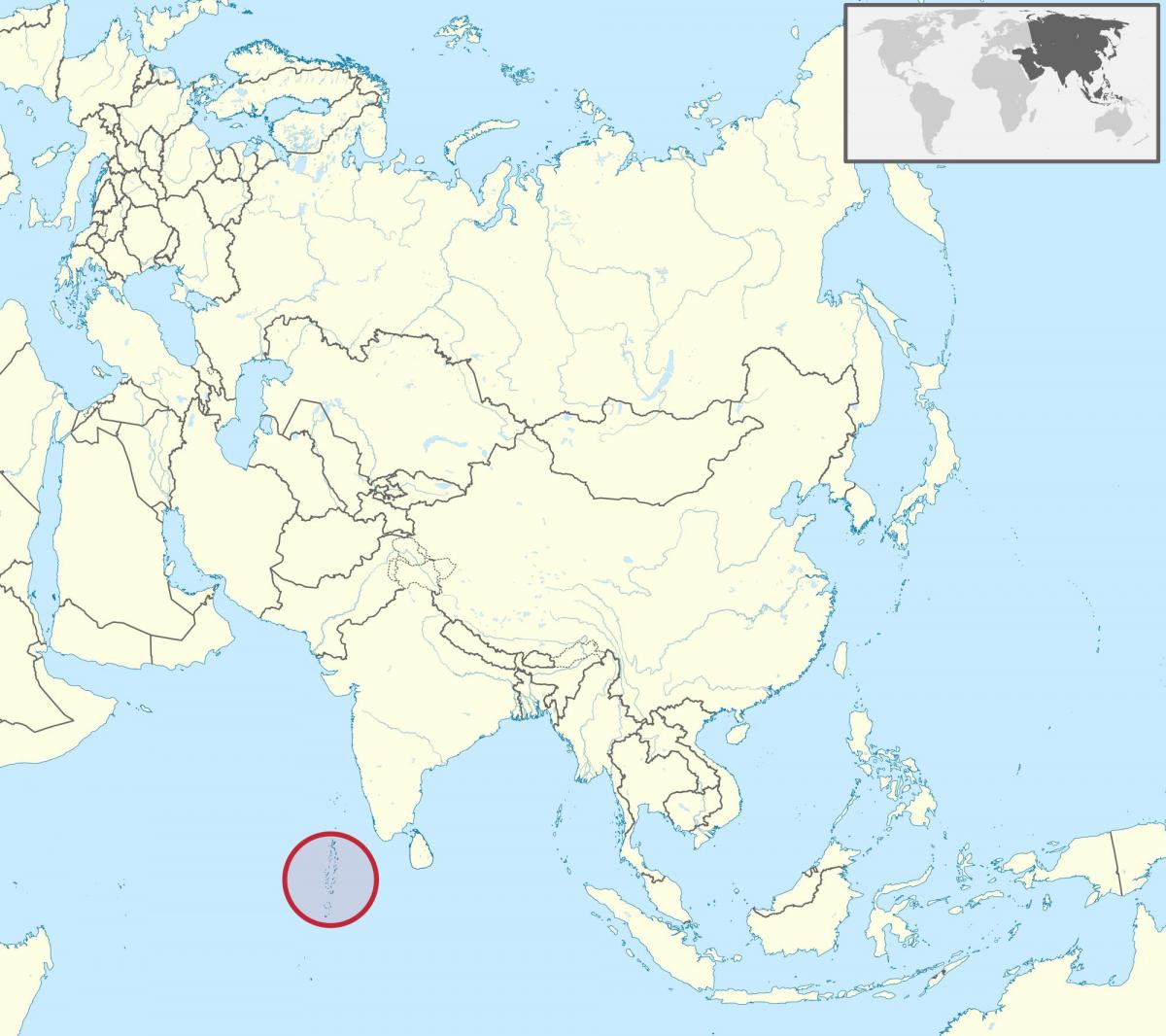 지도 몰디브의 지도 아시아